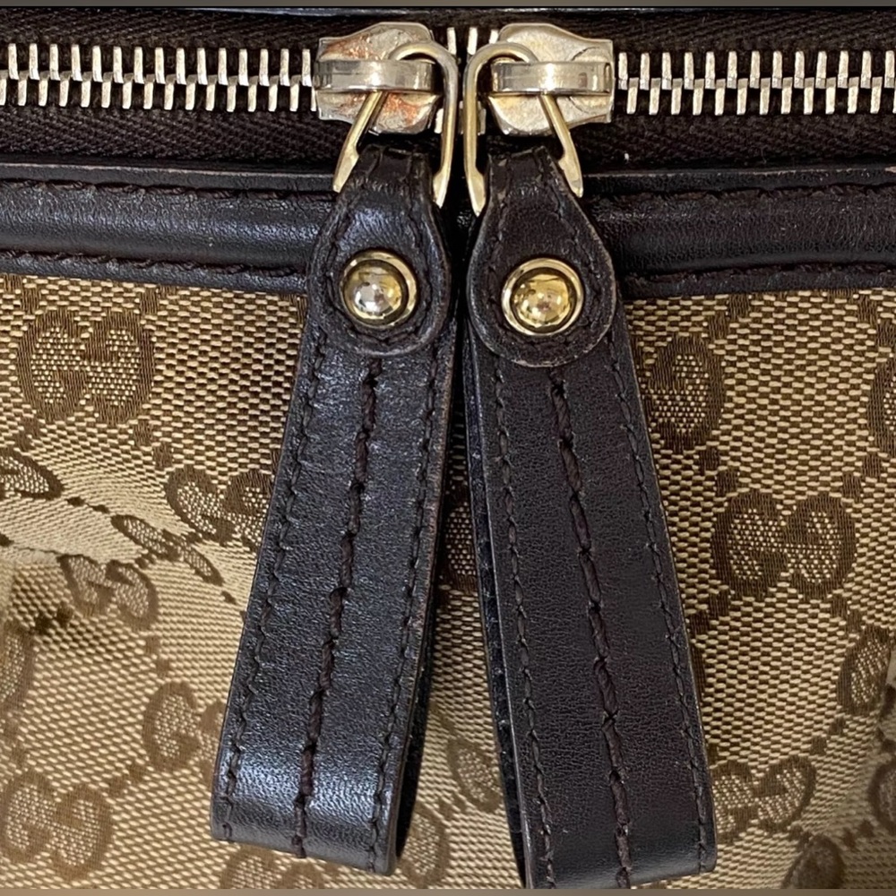 Authentic Gucci Tote Bag GG Canvas Beige Brown Leather. - Picture 16 of 17